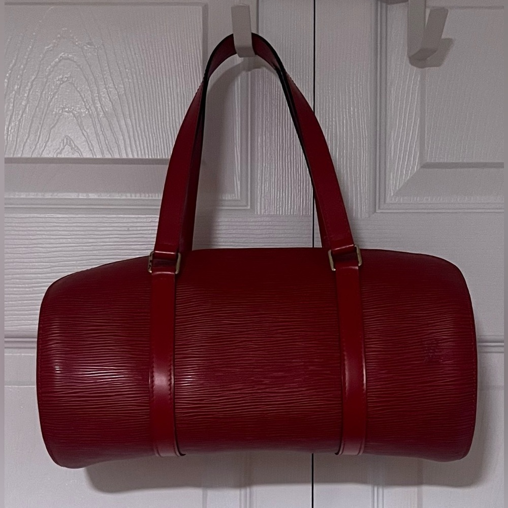 Louis Vuitton Epi Soufflot Handbag in Castilian Red Epi Leather